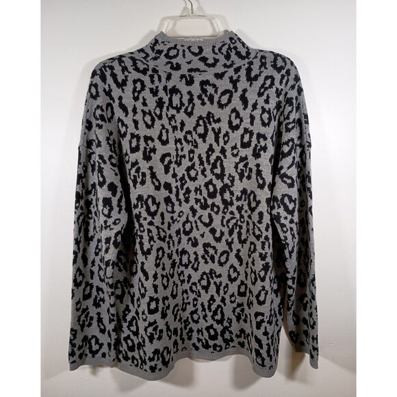 Philosophy Leopard Print Gray Black Womens Mock Neck Sweater Size Large - Picture 4 of 6